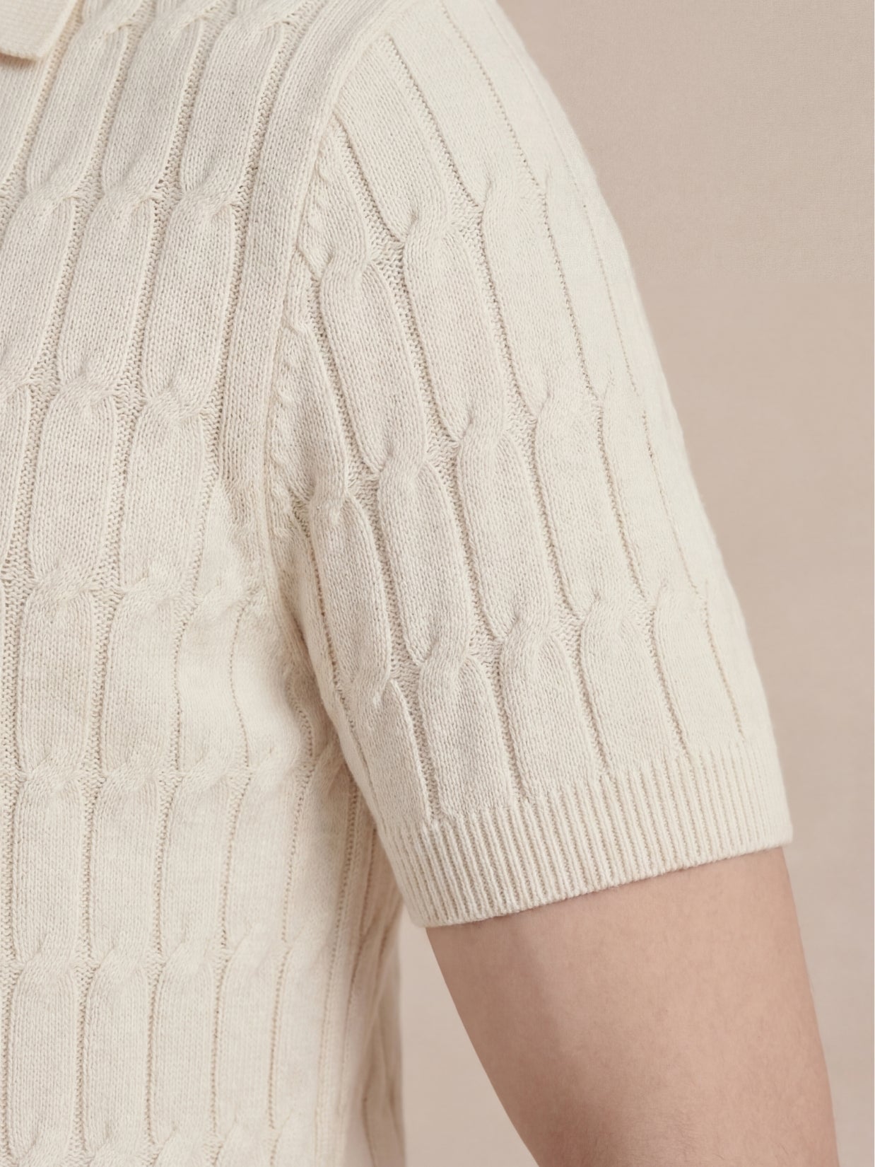 Positano Textured Knit Polo Beige