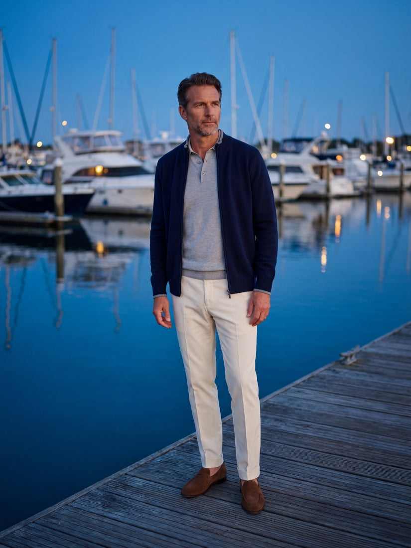 Bellagio Full-Zip Knit Navy