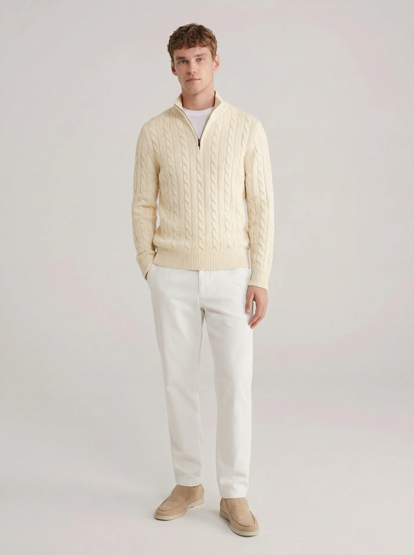 Corsaro Halve-Zip Wool Sweater Beige
