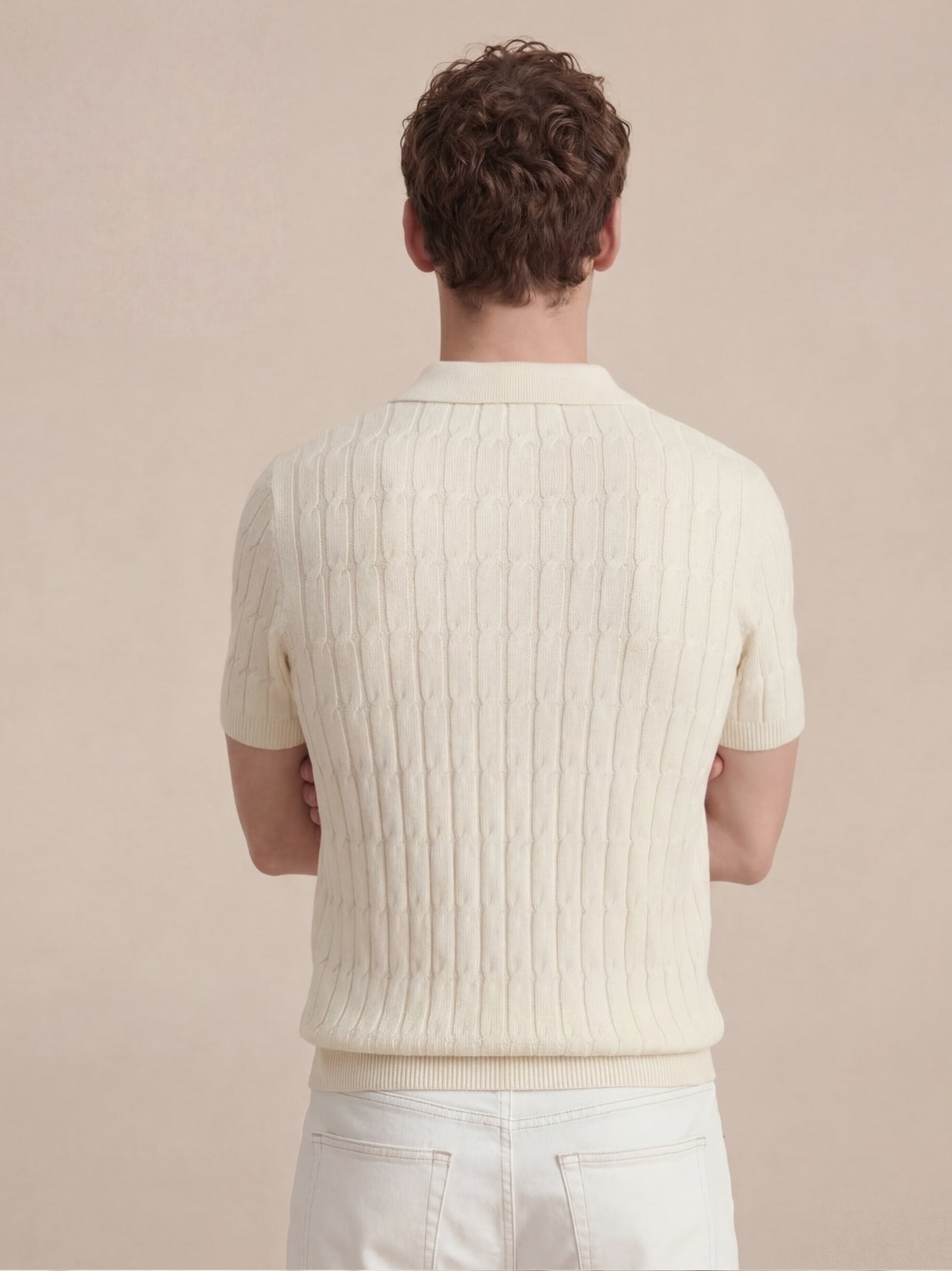 Positano Textured Knit Polo Beige