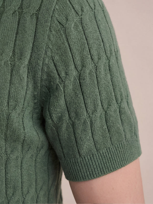 Positano Textured Knit Polo Green