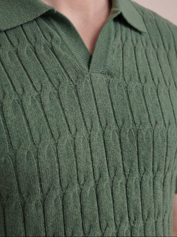 Positano Textured Knit Polo Green