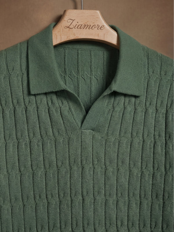 Positano Textured Knit Polo Green