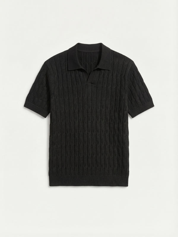Positano Textured Knit Polo Black