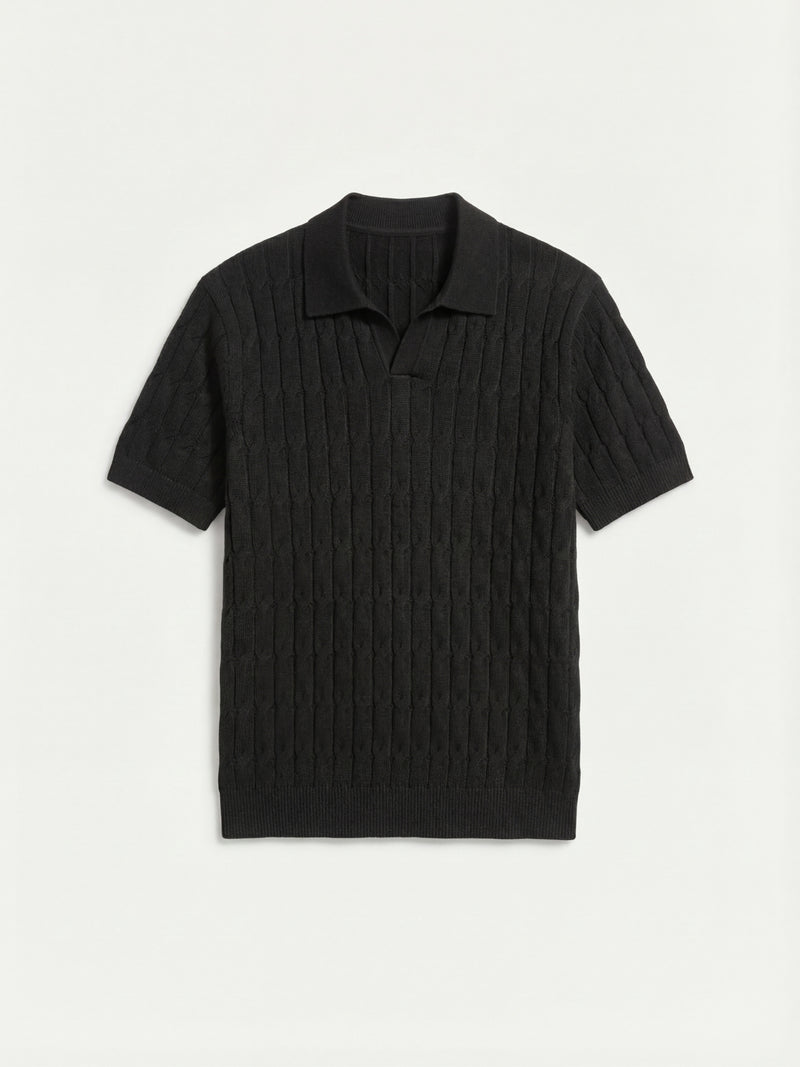 Positano Textured Knit Polo Black