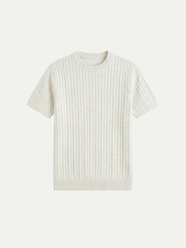 Nerano Cable Knit T-Shirt White