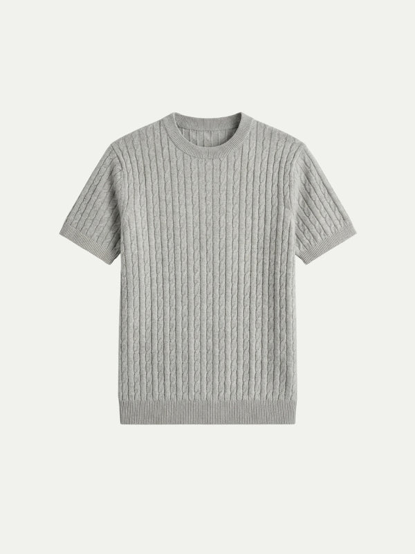 Nerano Cable Knit T-Shirt Grey