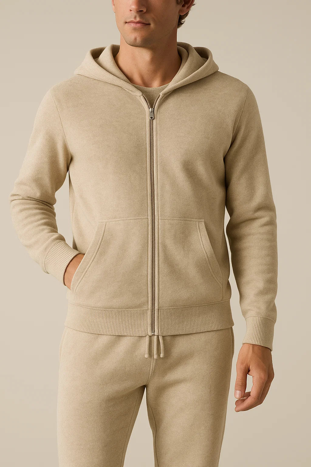 Monte Milano Hooded Cashmere Set Beige