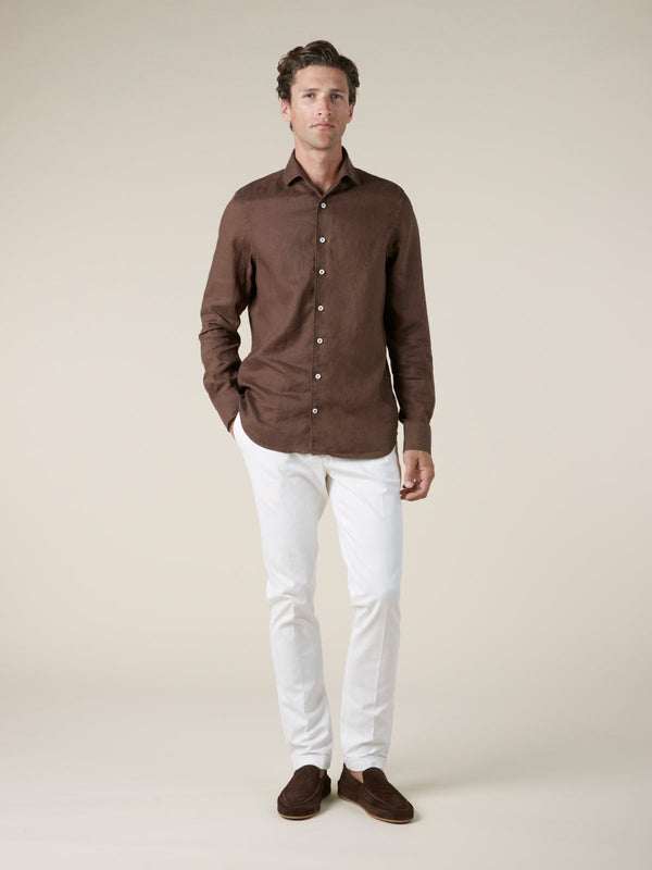 Linen Seaside Shirt Chocolate